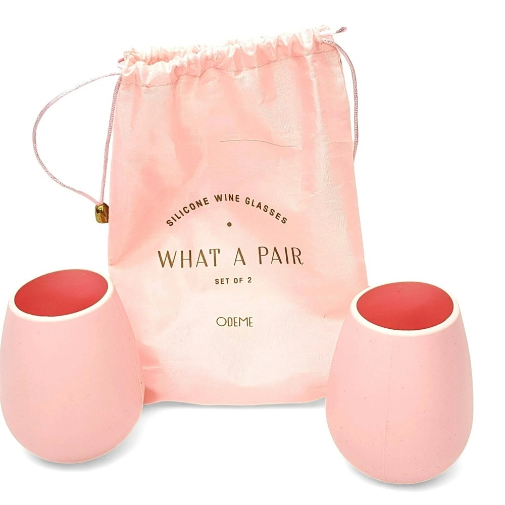 Odeme Silcone Wine Glasses What A Pair Set Of 2 Pink In‎ Gift Bag Wedding Party